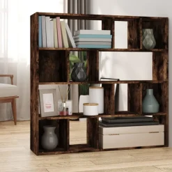 vidaXL bogreol/rumdeler 105x24x102 cm røget egetræsfarve