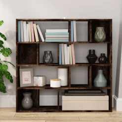 vidaXL bogreol/rumdeler 105x24x102 cm røget egetræsfarve