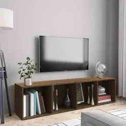 vidaXL bogreol/tv-skab 143x30x36 cm konstrueret træ brun egetræ