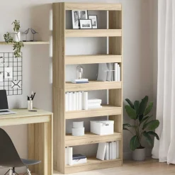 vidaXL Bogskab med hylde Sonoma eg 80 x 30 x 198 cm Konstrueret træ