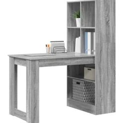 vidaXL Bord med hylde Grå Sonoma 122 x 67 x 145 cm Konstrueret træ
