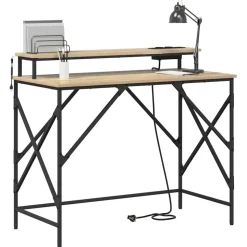 vidaXL Bord med hylde Sonoma eg 100 x 50 x 86,5 cm Konstrueret træ