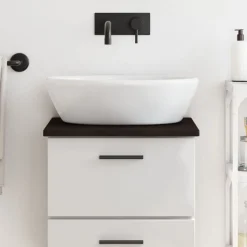 vidaXL bordplade til badeværelse 40x30x2 cm massivt træ mørkebrun