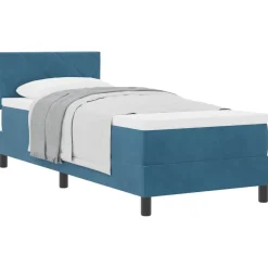 vidaXL Box spring seng med madras Mørk blå 80 x 200 cm Fløjl
