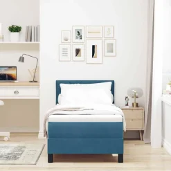 vidaXL Box spring seng med madras Mørk blå 80 x 200 cm Fløjl