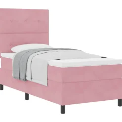 vidaXL Box spring seng med madras Lyserød 80 x 200 cm Fløjl