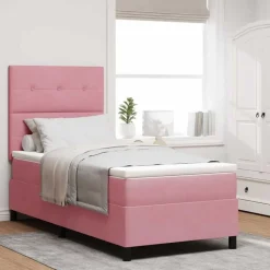 vidaXL Box spring seng med madras Lyserød 80 x 200 cm Fløjl