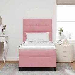 vidaXL Box spring seng med madras Lyserød 80 x 200 cm Fløjl