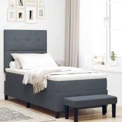 vidaXL Box spring seng med hovedgærde Mørkegrå 200 x 80 cm Fløjl