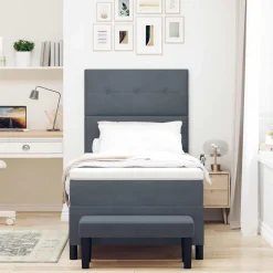 vidaXL Box spring seng med hovedgærde Mørkegrå 200 x 80 cm Fløjl