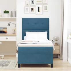 vidaXL Box spring seng med madras Mørk blå 80 x 200 cm Fløjl