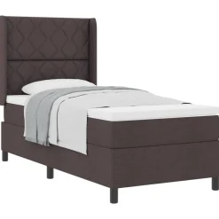 vidaXL Box spring seng med madras Mørk Brun 200 x 100 cm Stof