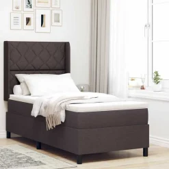 vidaXL Box spring seng med madras Mørk Brun 200 x 100 cm Stof
