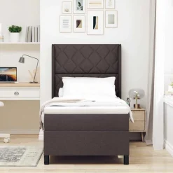 vidaXL Box spring seng med madras Mørk Brun 200 x 100 cm Stof