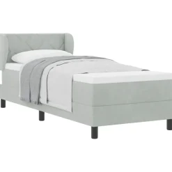 vidaXL Box spring seng med hovedgærde Lysegrå 80 x 200 cm Fløjl