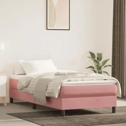 vidaXL Boxspring sengeramme 80x200 cm fløjl pink