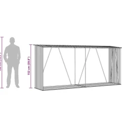 vidaXL brændeskur til haven 330x84x152 cm galvaniseret stål antracitgrå