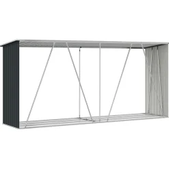 vidaXL brændeskur til haven 330x84x152 cm galvaniseret stål antracitgrå