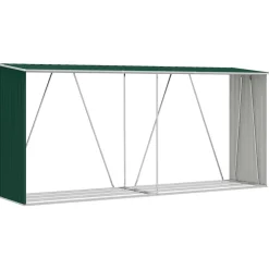 vidaXL brændeskur til haven 330x84x152 cm galvaniseret stål grøn