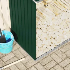 vidaXL brændeskur til haven 330x84x152 cm galvaniseret stål grøn