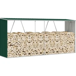 vidaXL brændeskur til haven 330x84x152 cm galvaniseret stål grøn