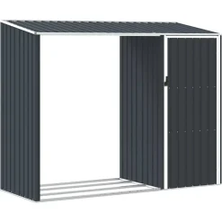 vidaXL brændeskur 245x98x159 cm galvaniseret stål antracitgrå