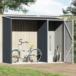 vidaXL brændeskur 245x98x159 cm galvaniseret stål antracitgrå