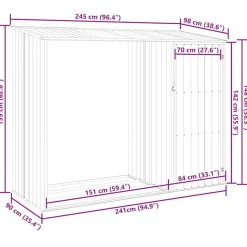 vidaXL brændeskur 245x98x159 cm galvaniseret stål antracitgrå