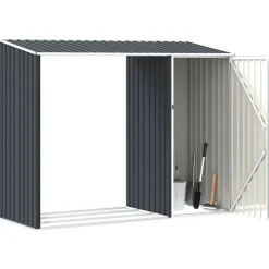 vidaXL brændeskur 245x98x159 cm galvaniseret stål antracitgrå