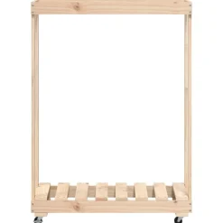 vidaXL brændestativ med hjul 76,5x40x108 cm massivt fyrretræ