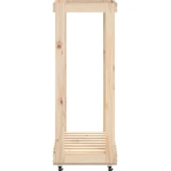 vidaXL brændestativ med hjul 76,5x40x108 cm massivt fyrretræ