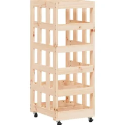 vidaXL brændestativ med hjul 40x49x110 cm massivt fyrretræ