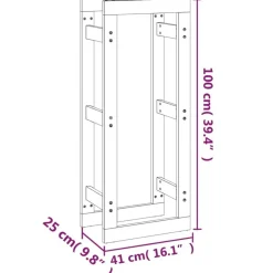 vidaXL brændestativ 41x25x100 cm massivt fyrretræ
