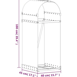 vidaXL brændestativ 40x45x100 cm galvaniseret stål lysegrå