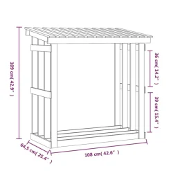 vidaXL brændestativ 108x64,5x109 cm massivt fyrretræ