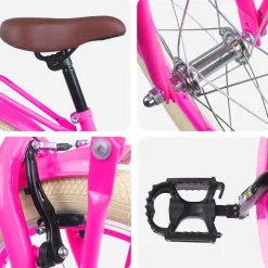 vidaXL Børnecykel 18 tommer til 5-7 år gammel Mørk pink