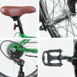 vidaXL Børnecykel 20 tommer 6-Speed til børn i alderen 6-11 år Grøn