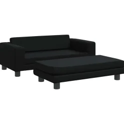 vidaXL børnesofa med fodskammel 100x50x30 cm kunstlæder sort