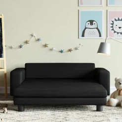 vidaXL børnesofa med fodskammel 100x50x30 cm kunstlæder sort