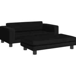 vidaXL børnesofa med fodskammel 100x50x30 cm fløjl sort