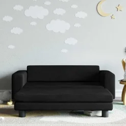 vidaXL børnesofa med fodskammel 100x50x30 cm fløjl sort