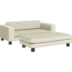 vidaXL børnesofa med fodskammel 100x50x30 cm fløjl cremefarvet