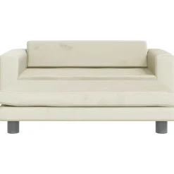 vidaXL børnesofa med fodskammel 100x50x30 cm fløjl cremefarvet
