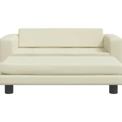 vidaXL børnesofa med fodskammel 100x50x30 cm kunstlæder cremefarvet