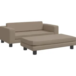 vidaXL børnesofa med fodskammel 100x50x30 cm kunstlæder cappuccino