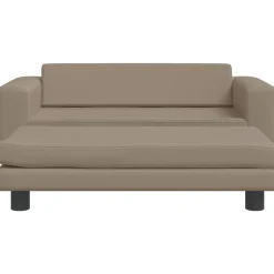 vidaXL børnesofa med fodskammel 100x50x30 cm kunstlæder cappuccino