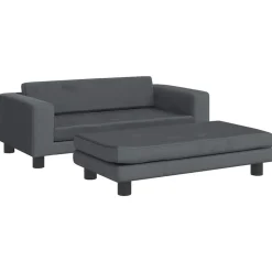 vidaXL børnesofa med fodskammel 100x50x30 cm fløjl mørkegrå