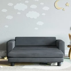 vidaXL børnesofa med fodskammel 100x50x30 cm fløjl mørkegrå