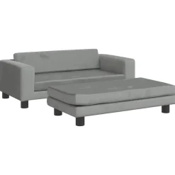 vidaXL børnesofa med fodskammel 100x50x30 cm fløjl lysegrå