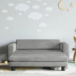 vidaXL børnesofa med fodskammel 100x50x30 cm fløjl lysegrå